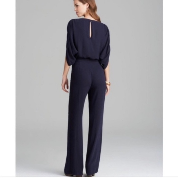 Diane von Furstenberg 'Lucy' Blouson
Jumpsuit Navy Blue Size 4, Wide Leg Flowy - Picture 4 of 17